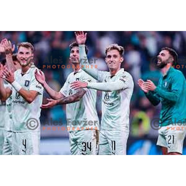 in action during Prva liga Telemach 2025/2026 football match between Olimpija and Maribor in SRC Stozice, Ljubljana, Slovenia on August 31, 2025