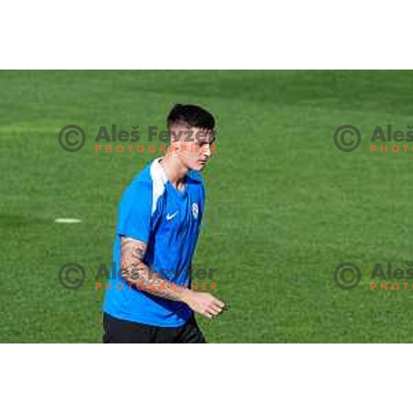 Benjamin Sesko of Slovenia National team during practice session, Brdo pri Kranju, Slovenia on September 1, 2025