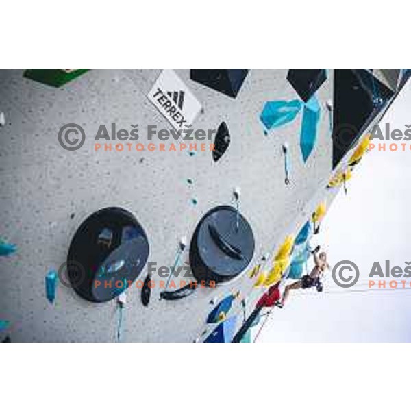 Janja Garnbret in action during IFSC climbing World Cup competiton in Koper, Slovenia on September 6, 2025
