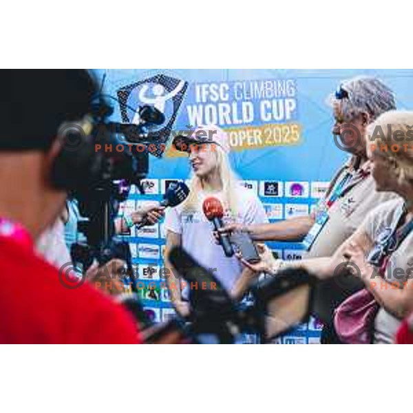 Janja Garnbret in action during IFSC climbing World Cup competiton in Koper, Slovenia on September 6, 2025