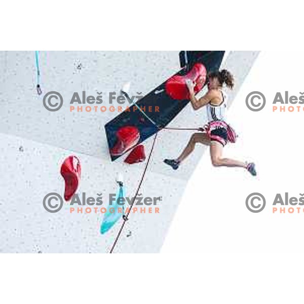 Lucija Tarkus in action during IFSC climbing World Cup competiton in Koper, Slovenia on September 6, 2025