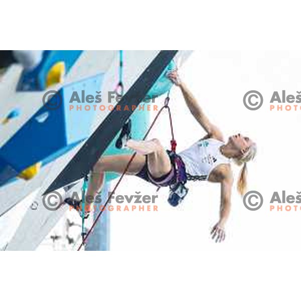 Janja Garnbret in action during IFSC climbing World Cup competiton in Koper, Slovenia on September 6, 2025