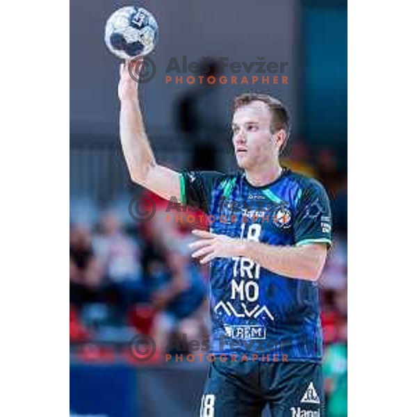 Marko Kotar in action during NLB League 2025/2026 handball match between LL Grosist Slovan and Trimo Trebnje in Kodeljevo Hall, Ljubljana