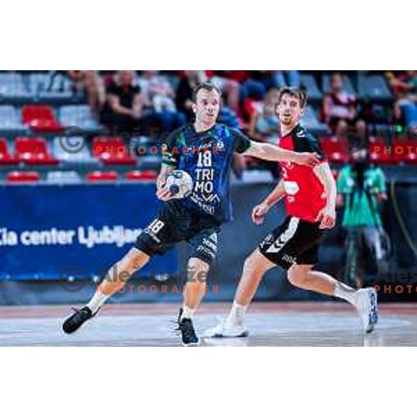 Marko Kotar in action during NLB League 2025/2026 handball match between LL Grosist Slovan and Trimo Trebnje in Kodeljevo Hall, Ljubljana
