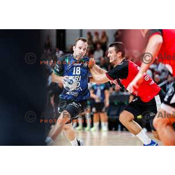Marko Kotar in action during NLB League 2025/2026 handball match between LL Grosist Slovan and Trimo Trebnje in Kodeljevo Hall, Ljubljana