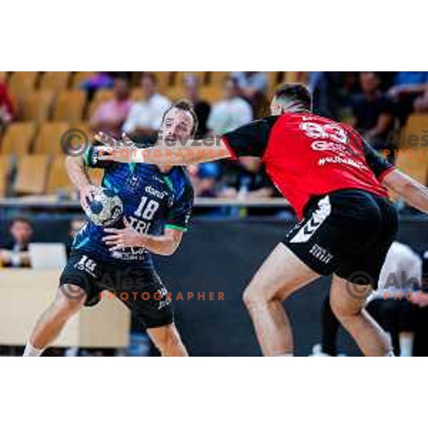 Marko Kotar in action during NLB League 2025/2026 handball match between LL Grosist Slovan and Trimo Trebnje in Kodeljevo Hall, Ljubljana
