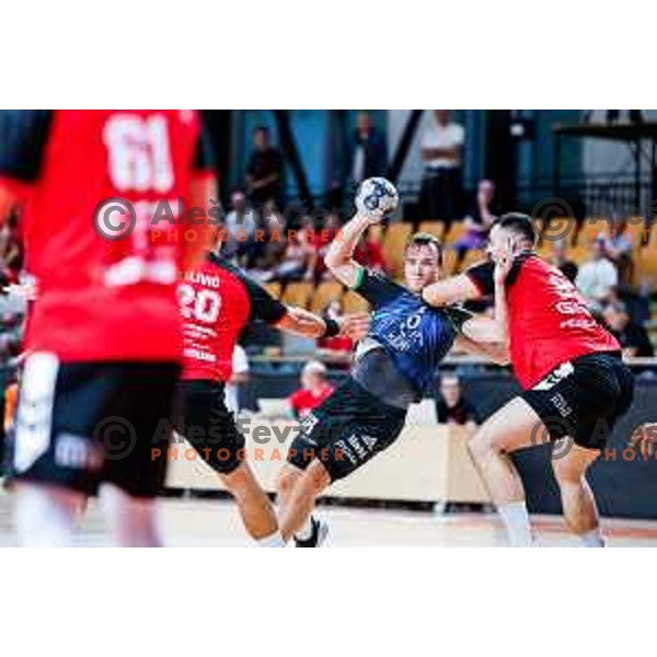 Marko Kotar in action during NLB League 2025/2026 handball match between LL Grosist Slovan and Trimo Trebnje in Kodeljevo Hall, Ljubljana