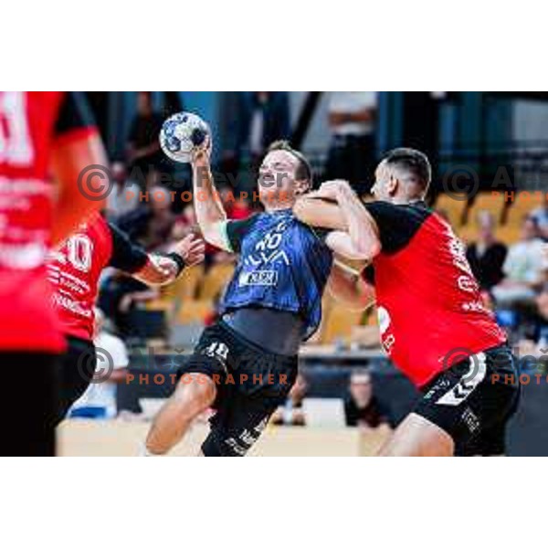 Marko Kotar in action during NLB League 2025/2026 handball match between LL Grosist Slovan and Trimo Trebnje in Kodeljevo Hall, Ljubljana