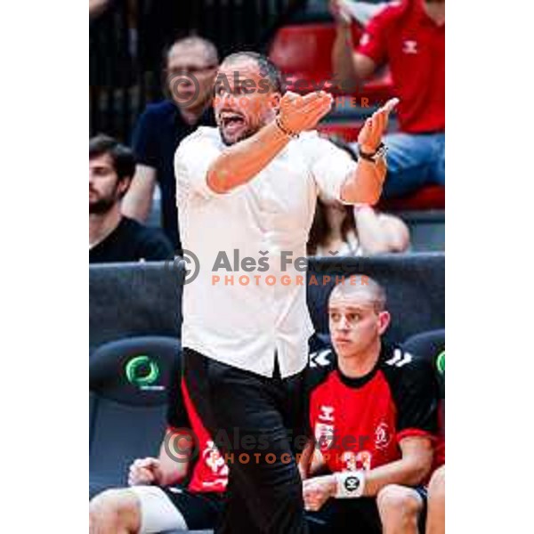 Uros Zorman, head coach of Slovan during NLB League 2025/2026 handball match between LL Grosist Slovan and Trimo Trebnje in Kodeljevo Hall, Ljubljana
