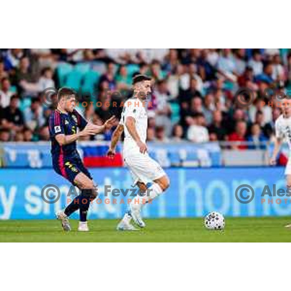 Andraz Sporar in action during FIFA World Cup 2026 Qualifying round match between Slovenia and Sweden at Stadium Stozice, Ljubljana, Slovenia on September 5, 2025