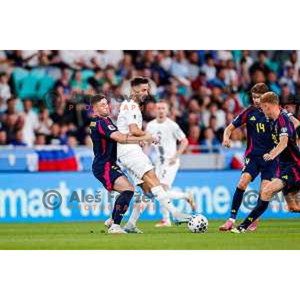Andraz Sporar in action during FIFA World Cup 2026 Qualifying round match between Slovenia and Sweden at Stadium Stozice, Ljubljana, Slovenia on September 5, 2025