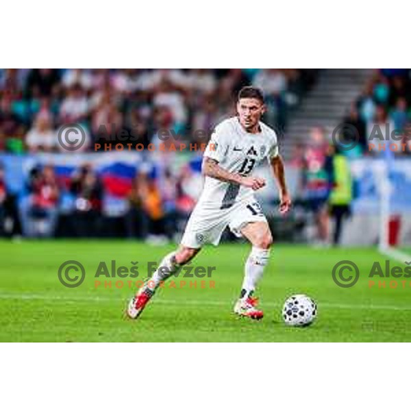 Erik Janza in action during FIFA World Cup 2026 Qualifying round match between Slovenia and Sweden at Stadium Stozice, Ljubljana, Slovenia on September 5, 2025