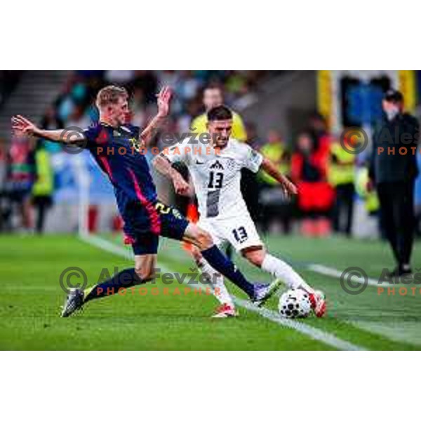 Erik Janza in action during FIFA World Cup 2026 Qualifying round match between Slovenia and Sweden at Stadium Stozice, Ljubljana, Slovenia on September 5, 2025