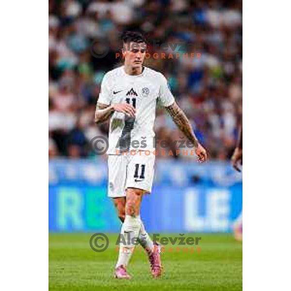 Benjamin Sesko in action during FIFA World Cup 2026 Qualifying round match between Slovenia and Sweden at Stadium Stozice, Ljubljana, Slovenia on September 5, 2025