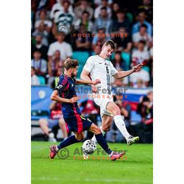 Jaka Bijol in action during FIFA World Cup 2026 Qualifying round match between Slovenia and Sweden at Stadium Stozice, Ljubljana, Slovenia on September 5, 2025