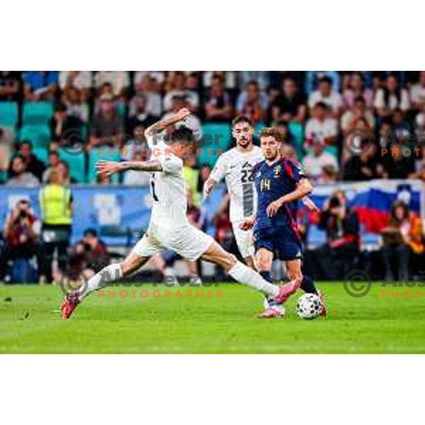 Benjamin Sesko in action during FIFA World Cup 2026 Qualifying round match between Slovenia and Sweden at Stadium Stozice, Ljubljana, Slovenia on September 5, 2025