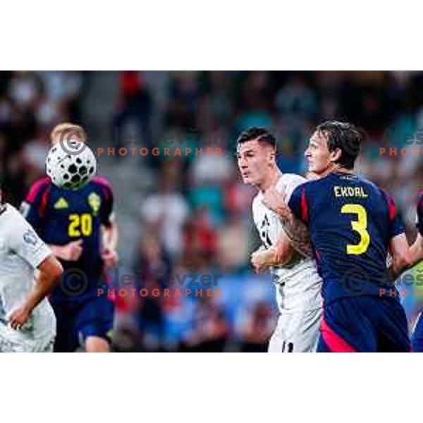 Benjamin Sesko in action during FIFA World Cup 2026 Qualifying round match between Slovenia and Sweden at Stadium Stozice, Ljubljana, Slovenia on September 5, 2025