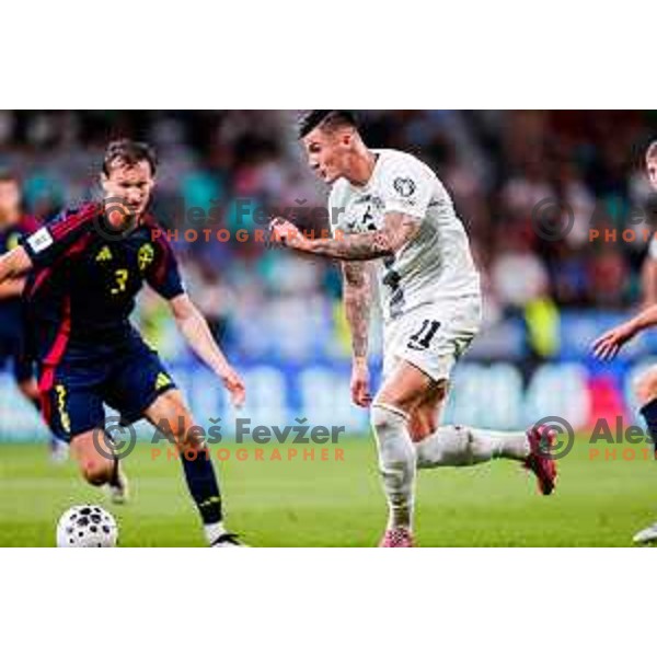 Benjamin Sesko in action during FIFA World Cup 2026 Qualifying round match between Slovenia and Sweden at Stadium Stozice, Ljubljana, Slovenia on September 5, 2025