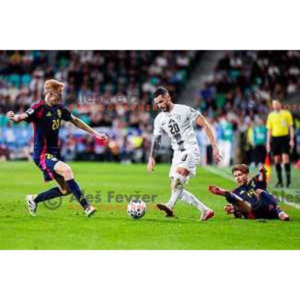Petar Stojanovic in action during FIFA World Cup 2026 Qualifying round match between Slovenia and Sweden at Stadium Stozice, Ljubljana, Slovenia on September 5, 2025