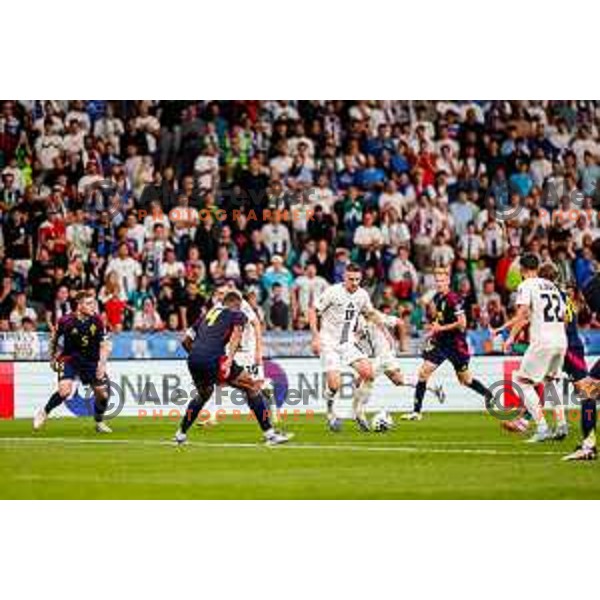 Timi Max Elsnik in action during FIFA World Cup 2026 Qualifying round match between Slovenia and Sweden at Stadium Stozice, Ljubljana, Slovenia on September 5, 2025