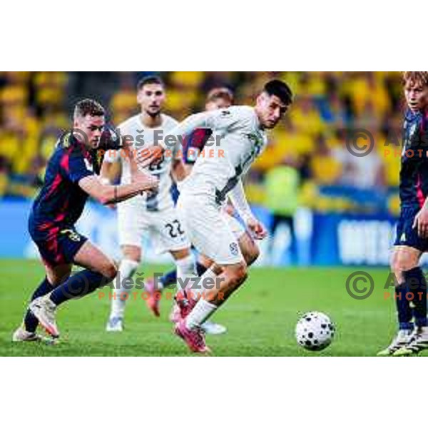 Svit Seslar in action during FIFA World Cup 2026 Qualifying round match between Slovenia and Sweden at Stadium Stozice, Ljubljana, Slovenia on September 5, 2025