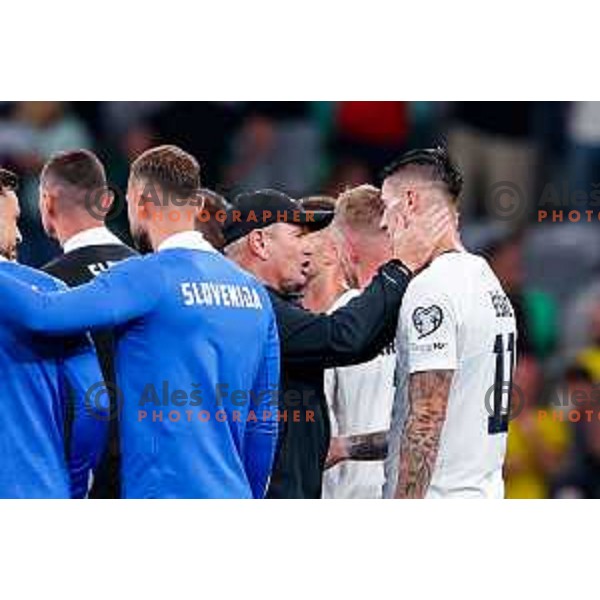 Matjaz Kek and Benjamin Sesko during FIFA World Cup 2026 Qualifying round match between Slovenia and Sweden at Stadium Stozice, Ljubljana, Slovenia on September 5, 2025
