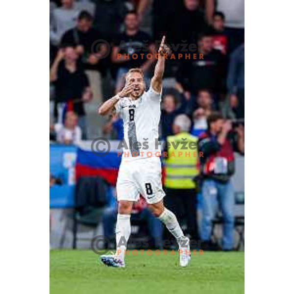 Sandi Lovric celebrates a goal during FIFA World Cup 2026 Qualifying round match between Slovenia and Sweden at Stadium Stozice, Ljubljana, Slovenia on September 5, 2025