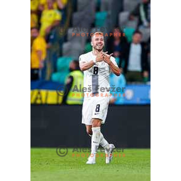 Sandi Lovric celebrates a goal during FIFA World Cup 2026 Qualifying round match between Slovenia and Sweden at Stadium Stozice, Ljubljana, Slovenia on September 5, 2025