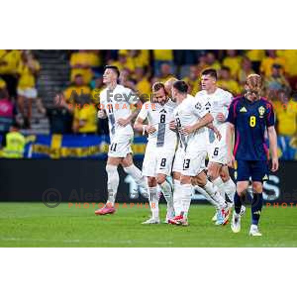 Sandi Lovric celebrates a goal during FIFA World Cup 2026 Qualifying round match between Slovenia and Sweden at Stadium Stozice, Ljubljana, Slovenia on September 5, 2025