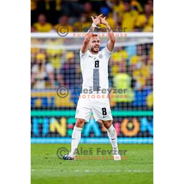 Sandi Lovric celebrates a goal during FIFA World Cup 2026 Qualifying round match between Slovenia and Sweden at Stadium Stozice, Ljubljana, Slovenia on September 5, 2025
