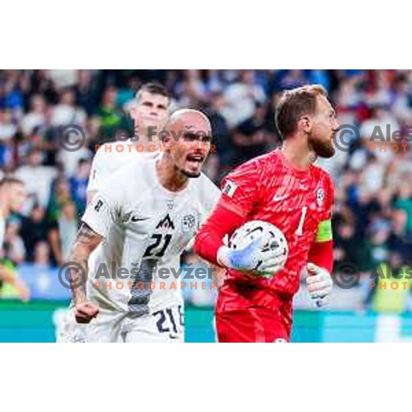 Jan Oblak and Vanja Drkusic in action during FIFA World Cup 2026 Qualifying round match between Slovenia and Sweden at Stadium Stozice, Ljubljana, Slovenia on September 5, 2025