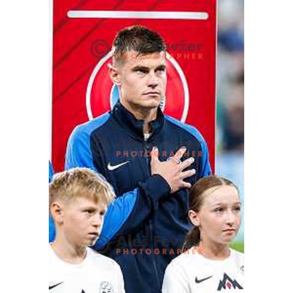 Jaka Bijol in action during FIFA World Cup 2026 Qualifying round match between Slovenia and Sweden at Stadium Stozice, Ljubljana, Slovenia on September 5, 2025