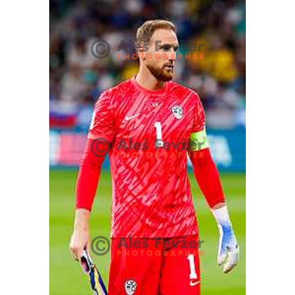 Jan Oblak in action during FIFA World Cup 2026 Qualifying round match between Slovenia and Sweden at Stadium Stozice, Ljubljana, Slovenia on September 5, 2025