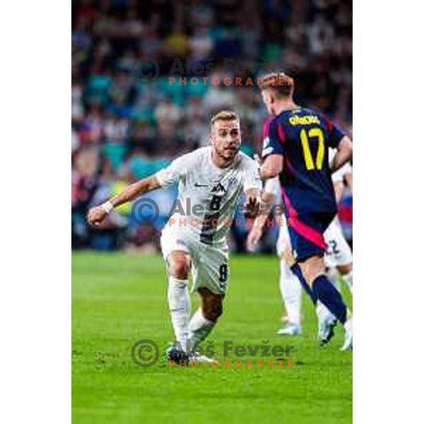 Sandi Lovric in action during FIFA World Cup 2026 Qualifying round match between Slovenia and Sweden at Stadium Stozice, Ljubljana, Slovenia on September 5, 2025