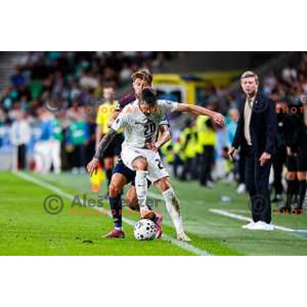 Petar Stojanovic in action during FIFA World Cup 2026 Qualifying round match between Slovenia and Sweden at Stadium Stozice, Ljubljana, Slovenia on September 5, 2025