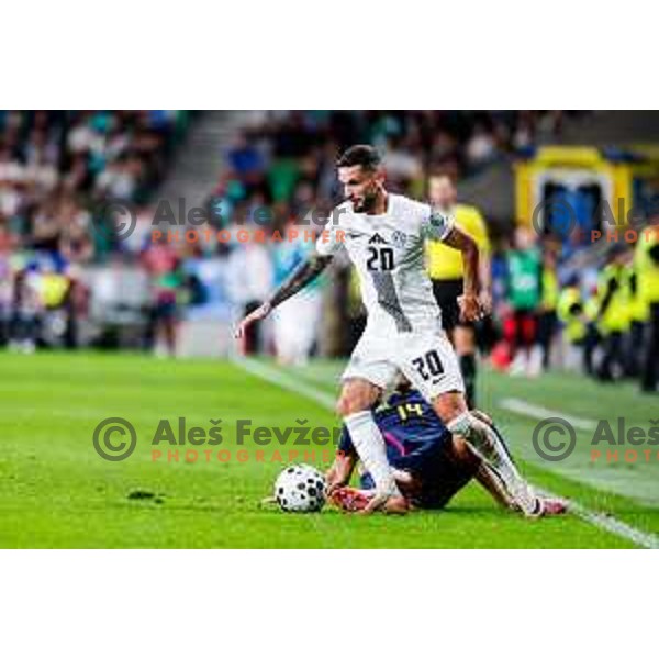 Petar Stojanovic in action during FIFA World Cup 2026 Qualifying round match between Slovenia and Sweden at Stadium Stozice, Ljubljana, Slovenia on September 5, 2025