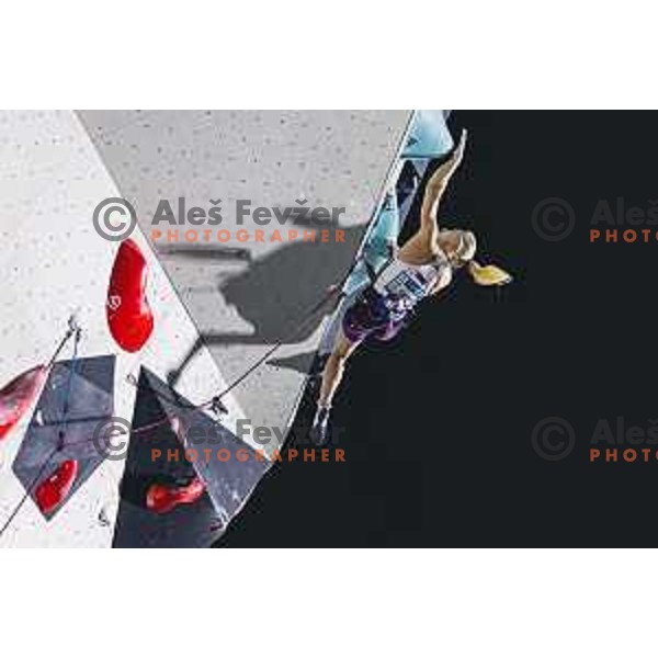 Janja Garnbret in action during IFSC climbing World Cup competiton in Koper, Slovenia on September 6, 2025