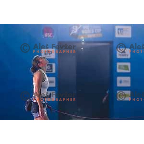 Lucka Rakovec in action during IFSC climbing World Cup competiton in Koper, Slovenia on September 6, 2025