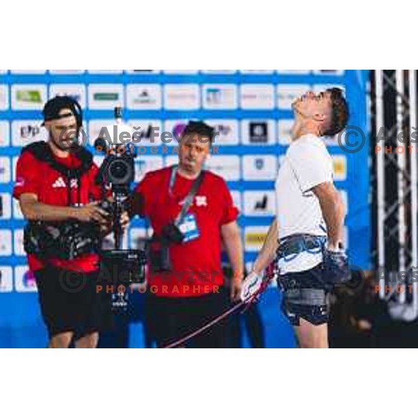 Luka Potocar in action during IFSC climbing World Cup competiton in Koper, Slovenia on September 6, 2025