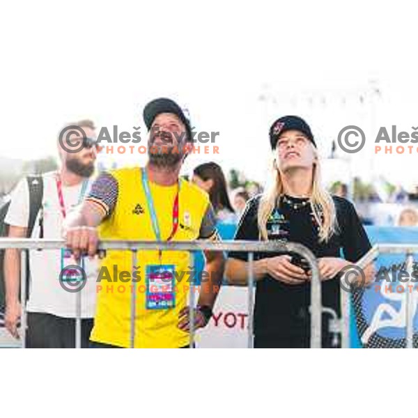 Urh Cehovin and Janja Garnbret during IFSC climbing World Cup competiton in Koper, Slovenia on September 6, 2025. Photo: Grega Valancic