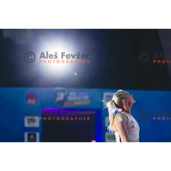 Janja Garnbret in action during IFSC climbing World Cup competiton in Koper, Slovenia on September 6, 2025. Photo: Grega Valancic