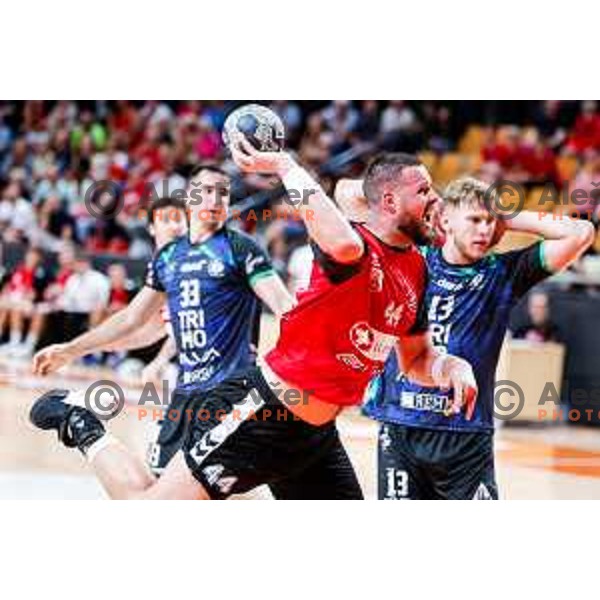 of NLB League 2025/2026 handball match between LL Grosist Slovan and Trimo Trebnje in Kodeljevo Hall, Ljubljana, Slovenia on September 5, 2025