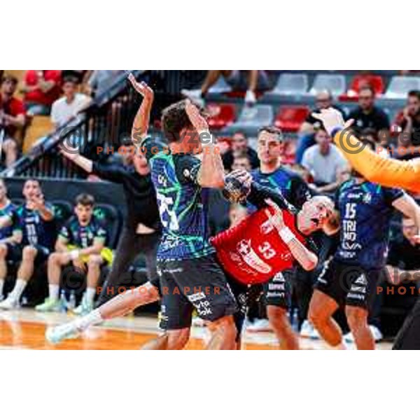 of NLB League 2025/2026 handball match between LL Grosist Slovan and Trimo Trebnje in Kodeljevo Hall, Ljubljana, Slovenia on September 5, 2025