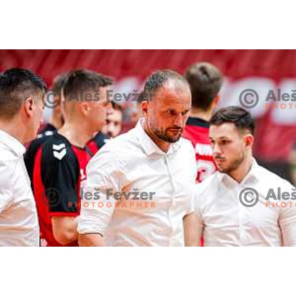 Uros Zorman, head coach of Slovan during NLB League 2025/2026 handball match between LL Grosist Slovan and Trimo Trebnje in Kodeljevo Hall, Ljubljana