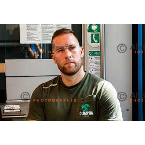 Robert Sabolic of HK SZ Olimpija during press conference at Track 91 of Ljubljana Railway Station, Slovenia on September 9, 2025