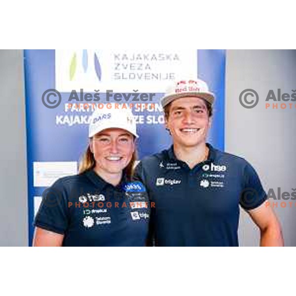 Eva Alina and her brother Ziga Lin Hocevar during press conference of Slovenia Kayak & Canoe Federation in Ljubljana, Slovenia on September 9, 2025