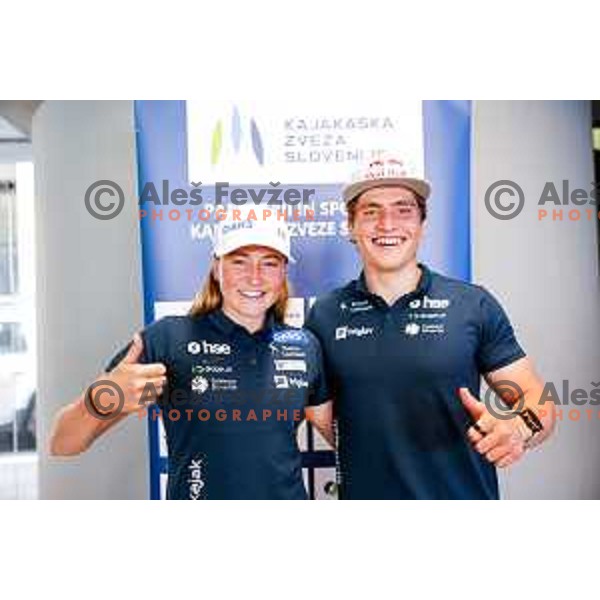 Eva Alina and her brother Ziga Lin Hocevar during press conference of Slovenia Kayak & Canoe Federation in Ljubljana, Slovenia on September 9, 2025