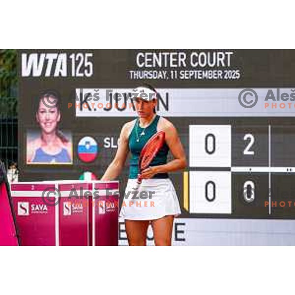 Kaja Juvan (SLO) competes at Zavarovalnica Sava, WTA 125, Ljubljana, Slovenia on September 11, 2025
