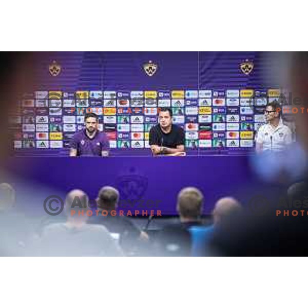 Radomir Djalovic, head coach of NK Maribor and Acun Ilicali during NK Maribor press conference in Ljudski vrt, Maribor, Slovenia on September 12, 2025. Photo: Jure Banfi
