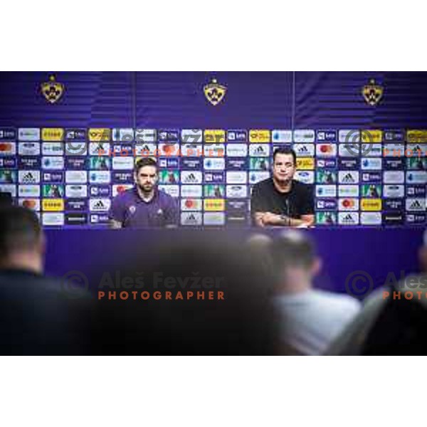 Radomir Djalovic, head coach of NK Maribor and Acun Ilicali during NK Maribor press conference in Ljudski vrt, Maribor, Slovenia on September 12, 2025. Photo: Jure Banfi